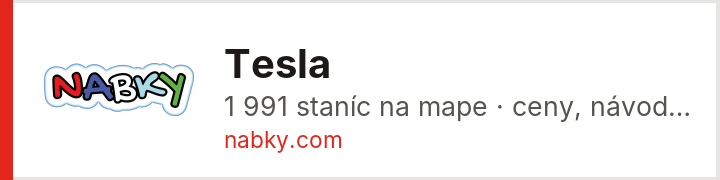 Tesla – mapa nabíjacích staníc na nabky.com